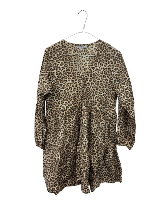 Cream, Black, Brown Leopard Print Long Sleeve Button Up Shirt