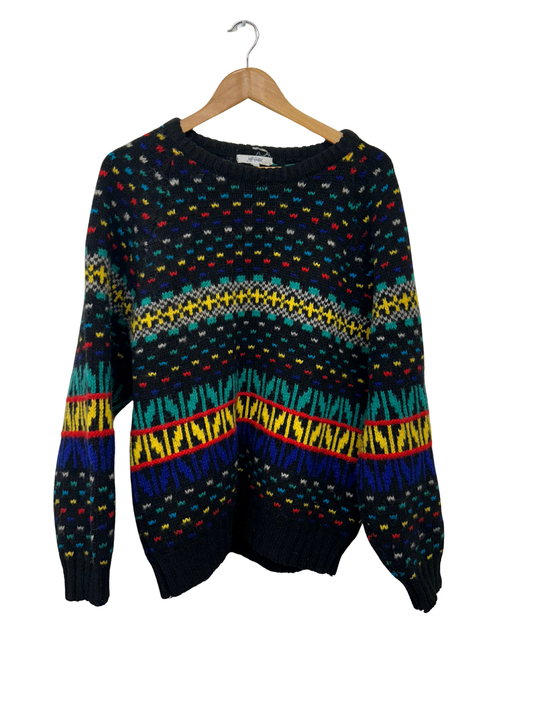 Vintage Black & Multicolour Patterned Sweater