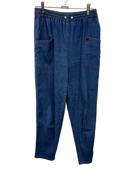 Vintage Blue Highwaisted Elastic Waist Tapered Pants