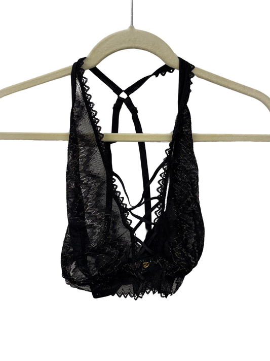 Black Cross Back Lace Sheer Bra