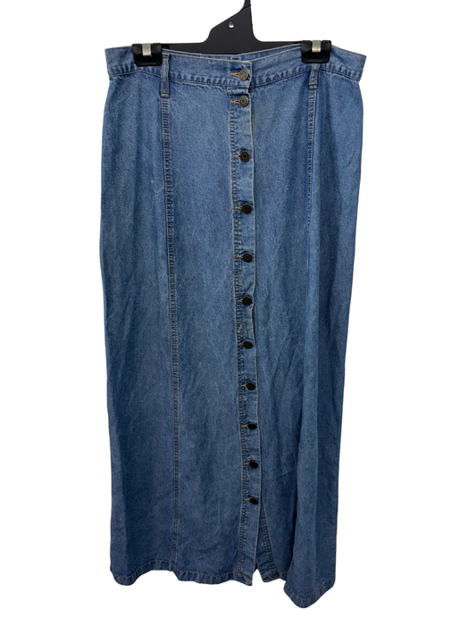 Vintage Chambray Denim Button Up Long Skirt