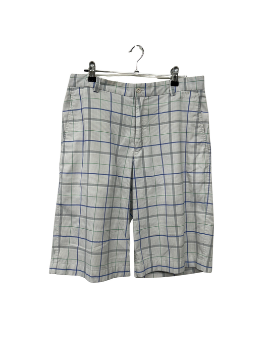 White, Blue & Green Plaid Golf Shorts
