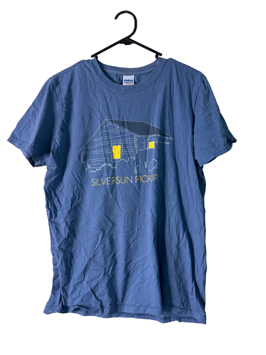 Blue Short Sleeve T Shirt with 'Silversun Pickups' Logo
