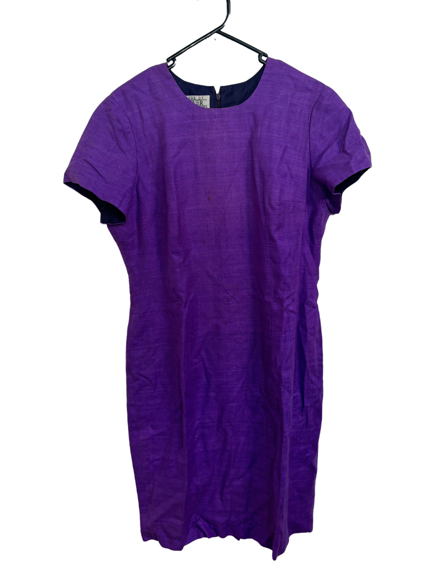 Vintage Purple Short Sleeve Wiggle Knee Length Dress