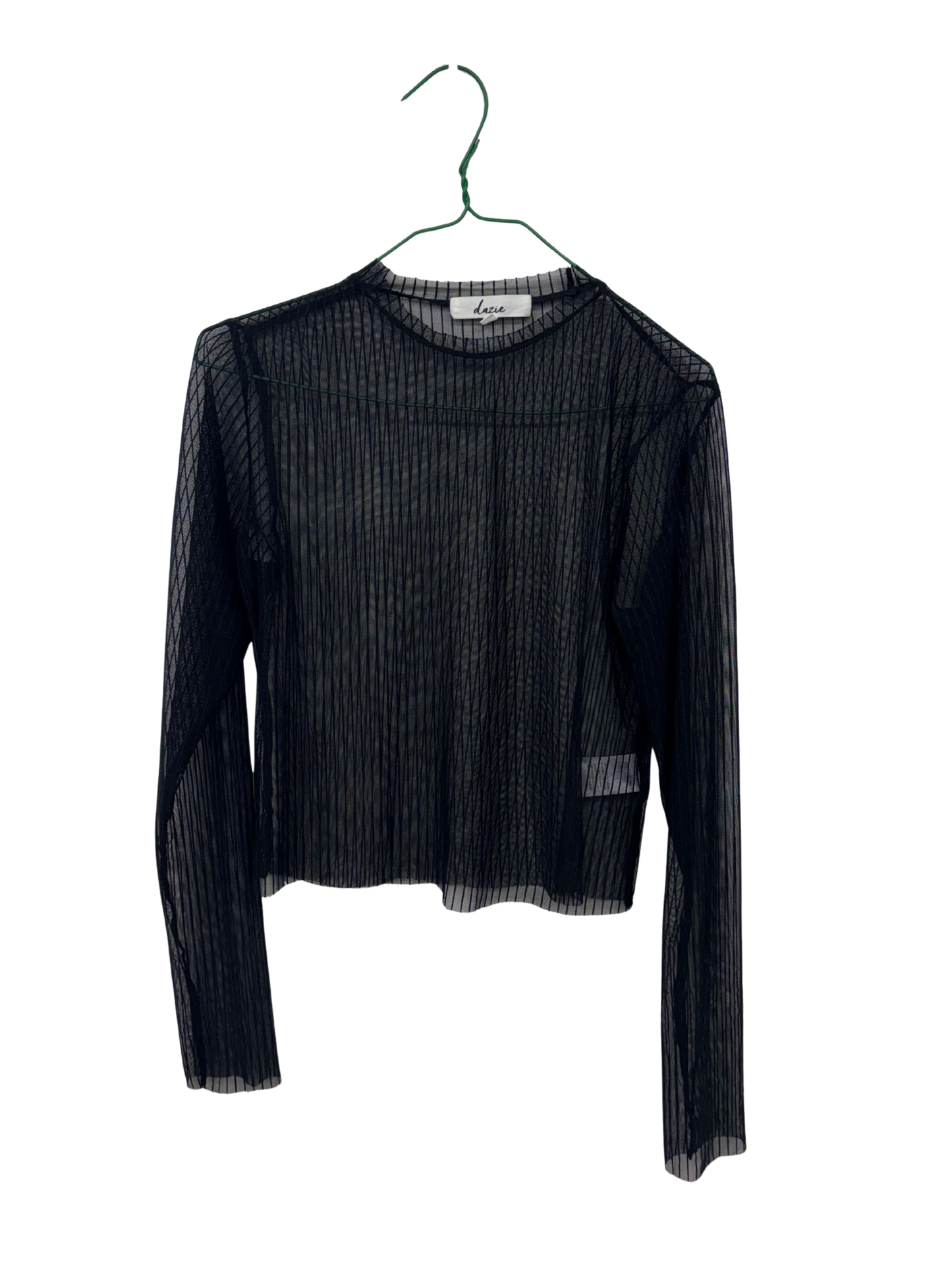Black Sheer Long Sleeve Stripe Top