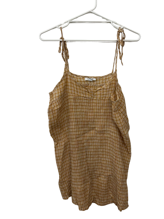 Orange & Cream Shirred Thin Strap Dress/Top
