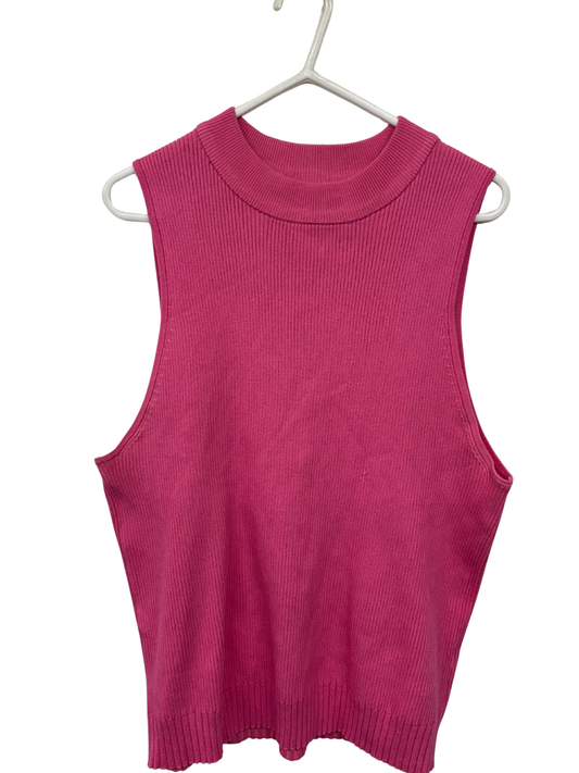Pink Sleeveless Ribbed Top