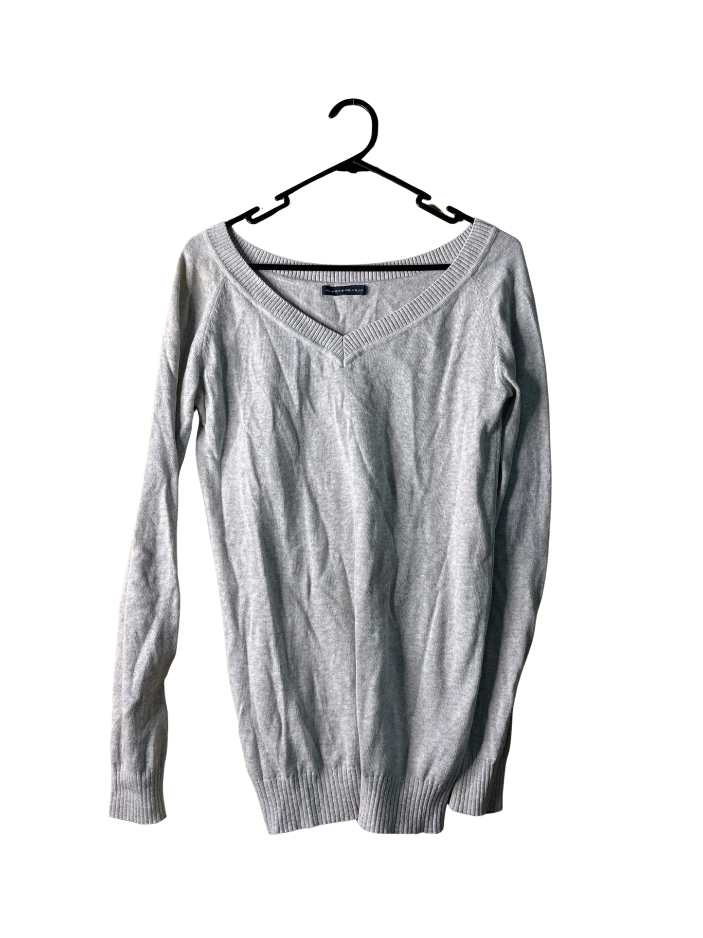 Light Grey Oversize V Neck Knit Jumper
