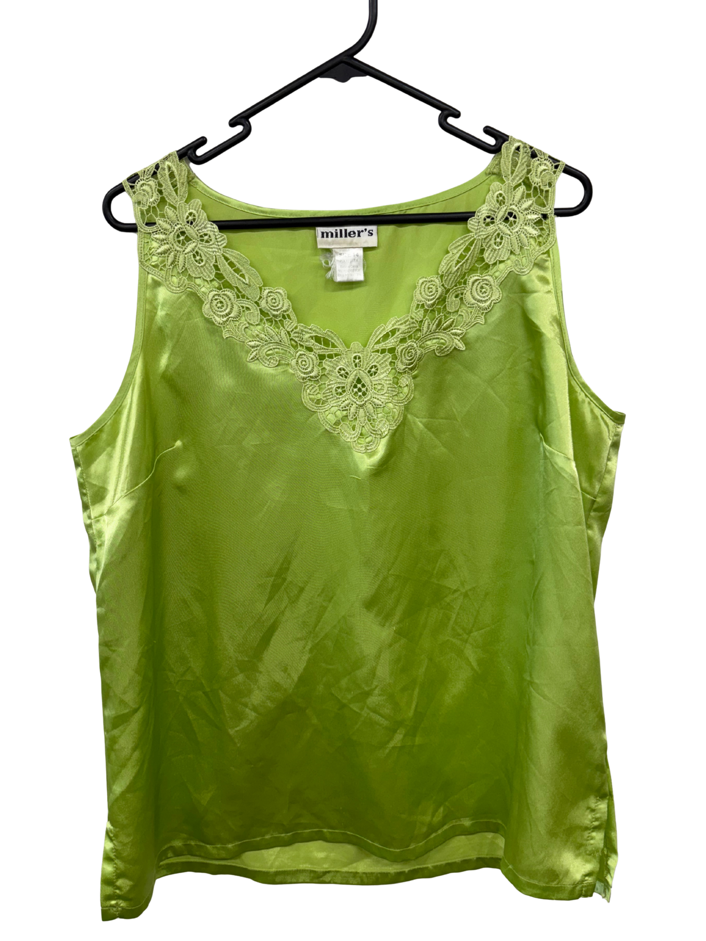 Green Sleeveless Shirt with Lace