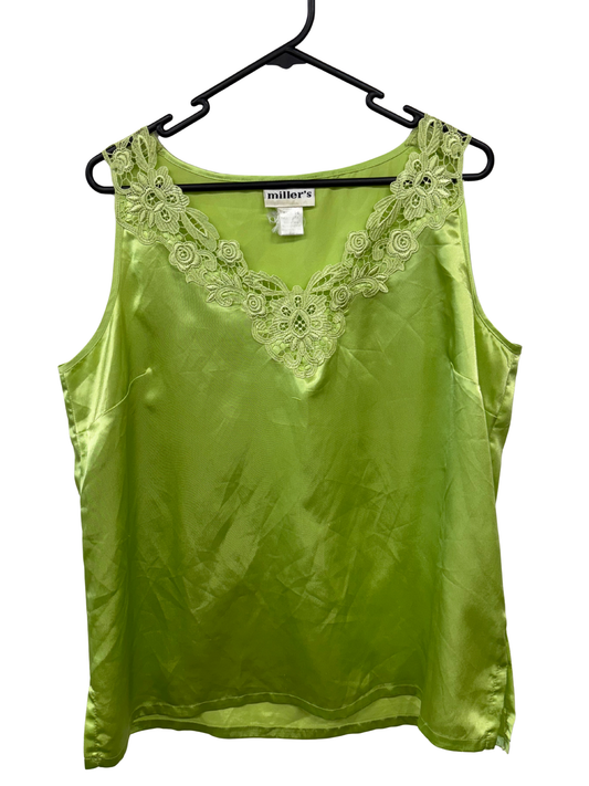 Green Sleeveless Shirt with Lace