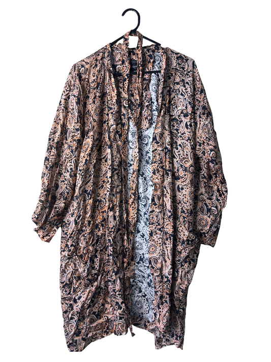 Vintage Orange, Black, White Pattern Duster/Robe Jacket
