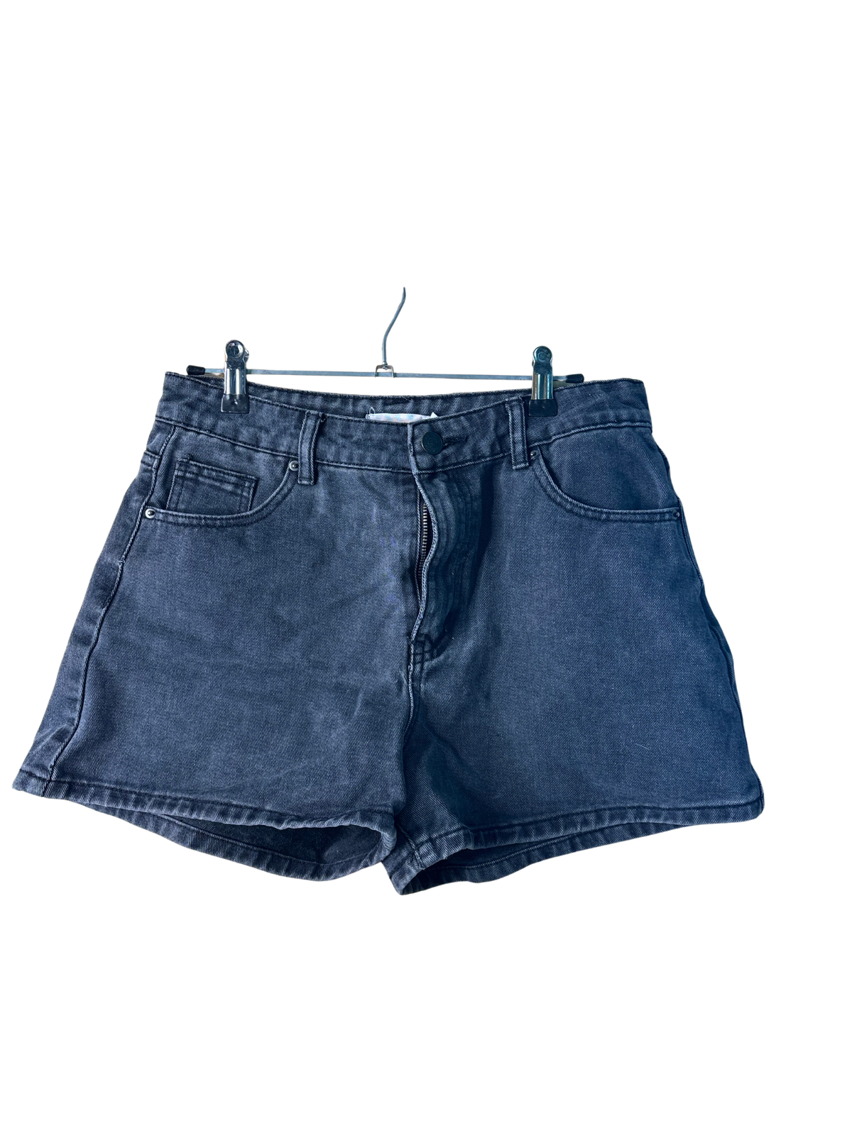 Black Faded Denim Highwaisted Shorts