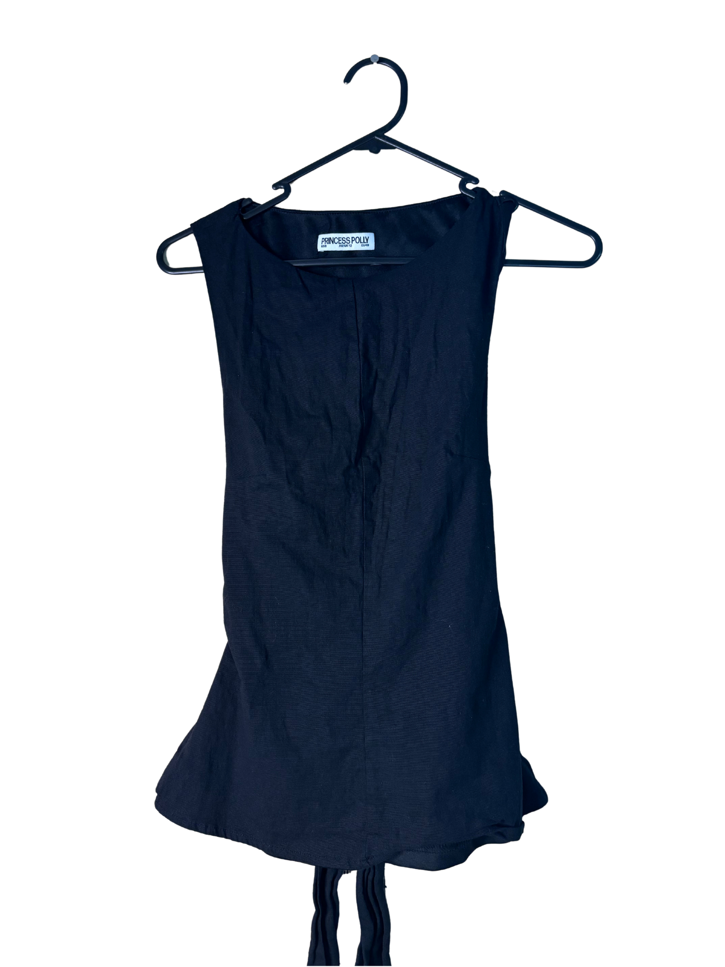 Black Sleeveless Tie Back Cutout Top