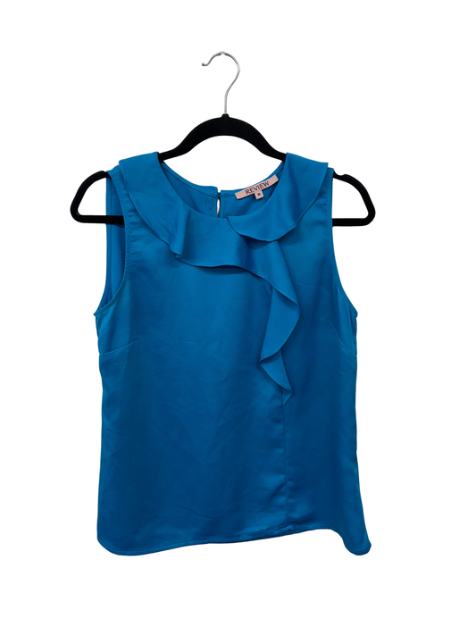 Blue Sleeveless Top with Ruffles