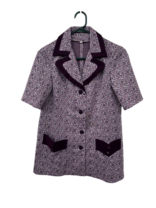 Vintage Purple Short Sleeve Pattern Jacket/Top
