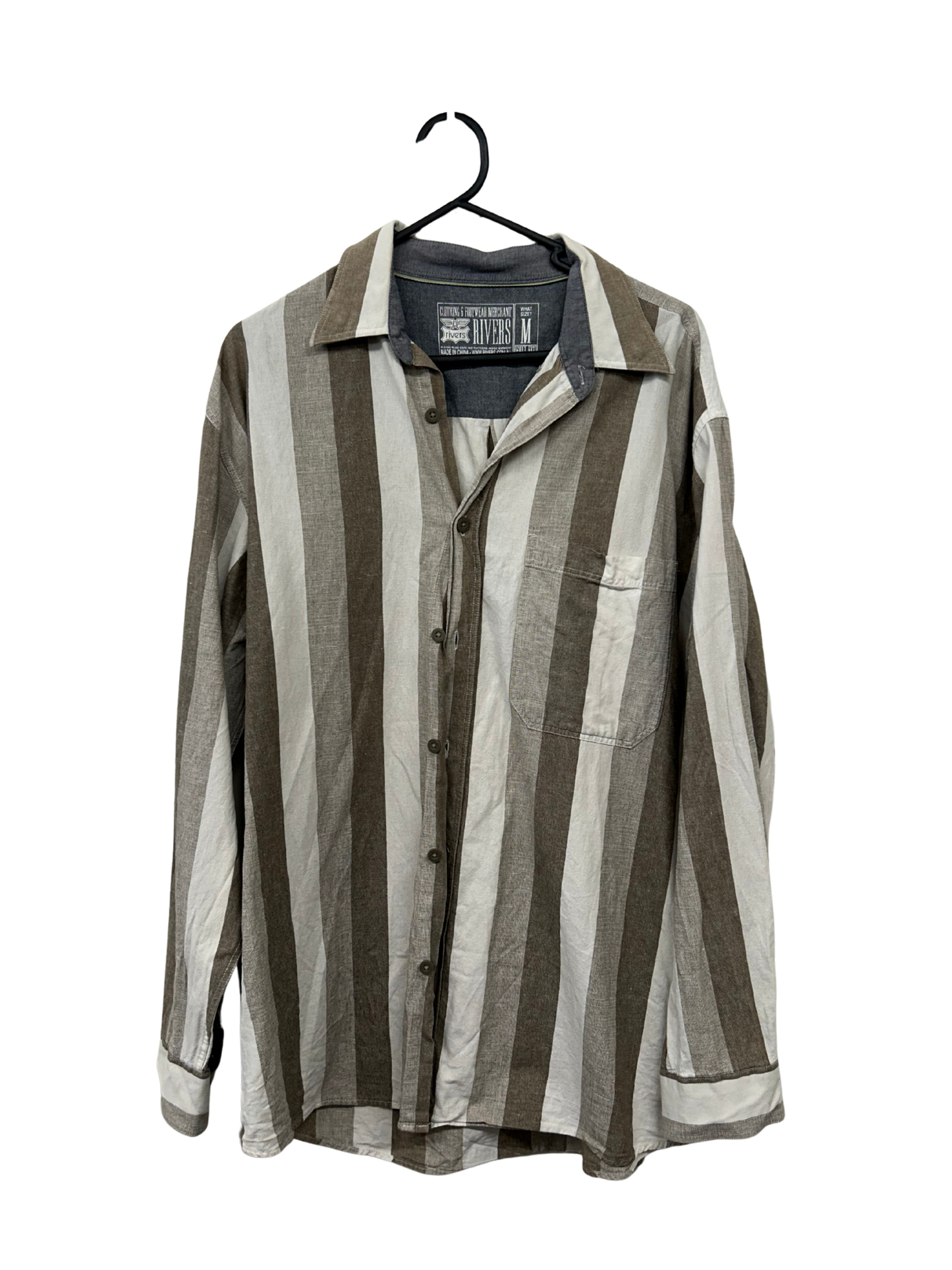 Beige, Grey & Cream Striped Long Sleeve Shirt