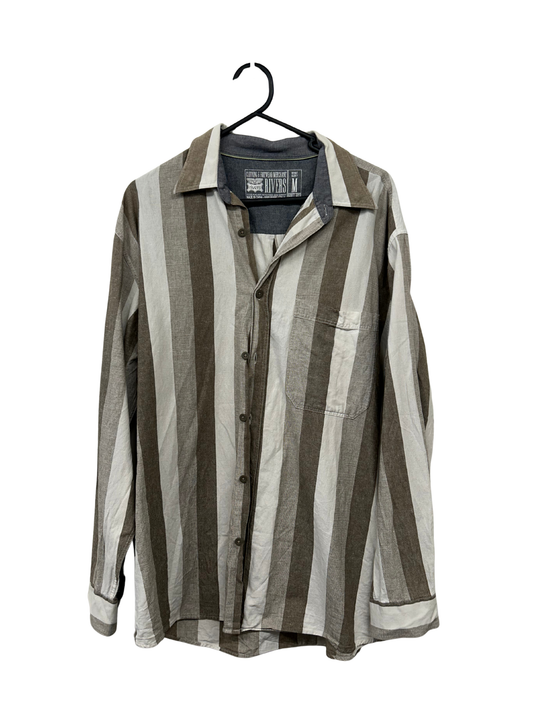 Beige, Grey & Cream Striped Long Sleeve Shirt