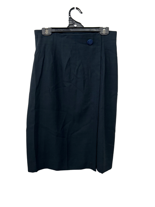 Navy Wool Midi Skirt