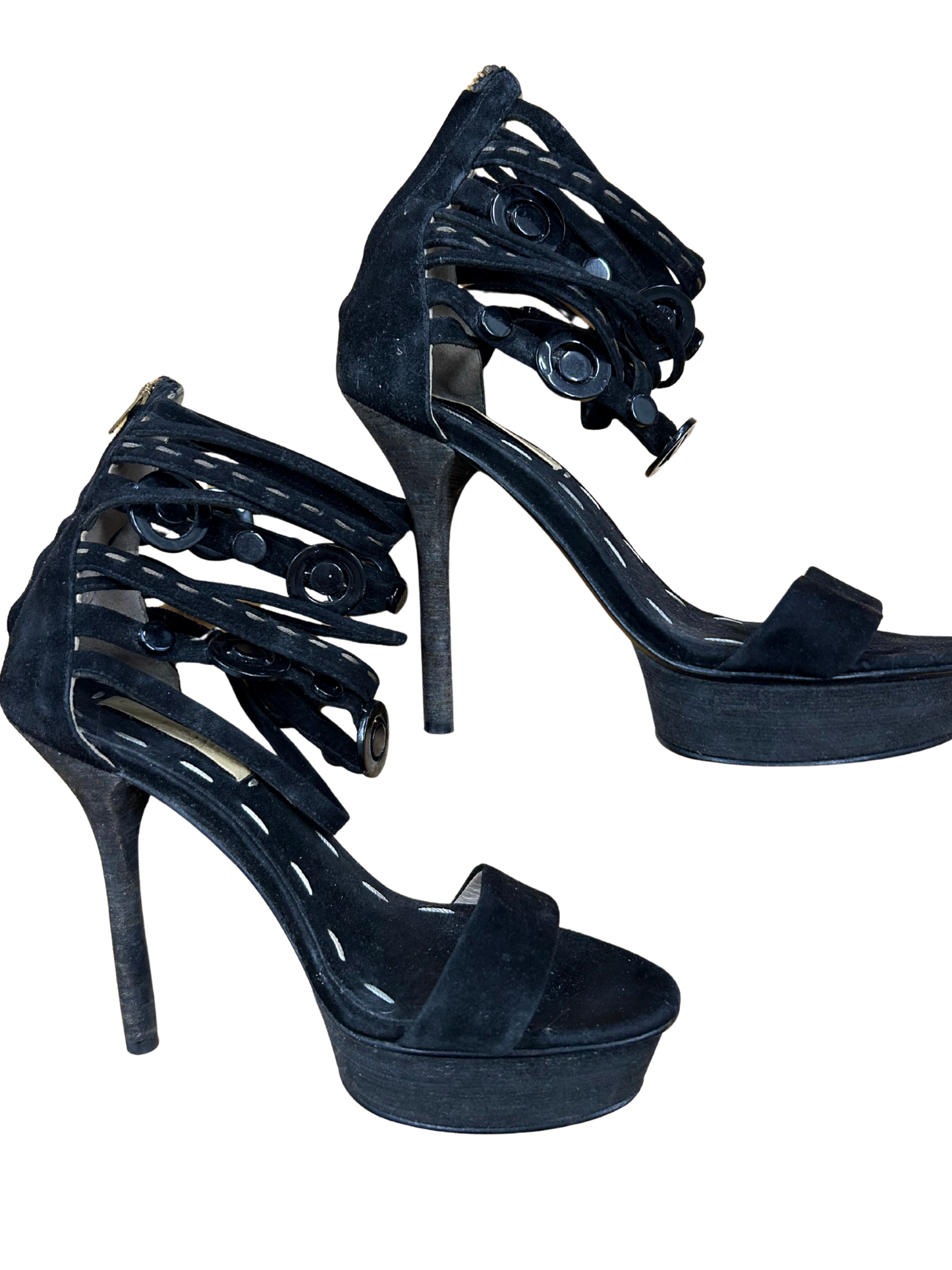 Black Strappy Open Toe Heels