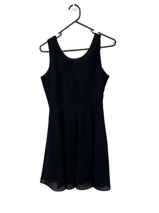 Black Sleeveless Dress with Embroidered Top