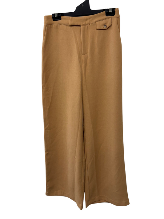 Tan Highwaisted Wide Leg Tailored Business Pants