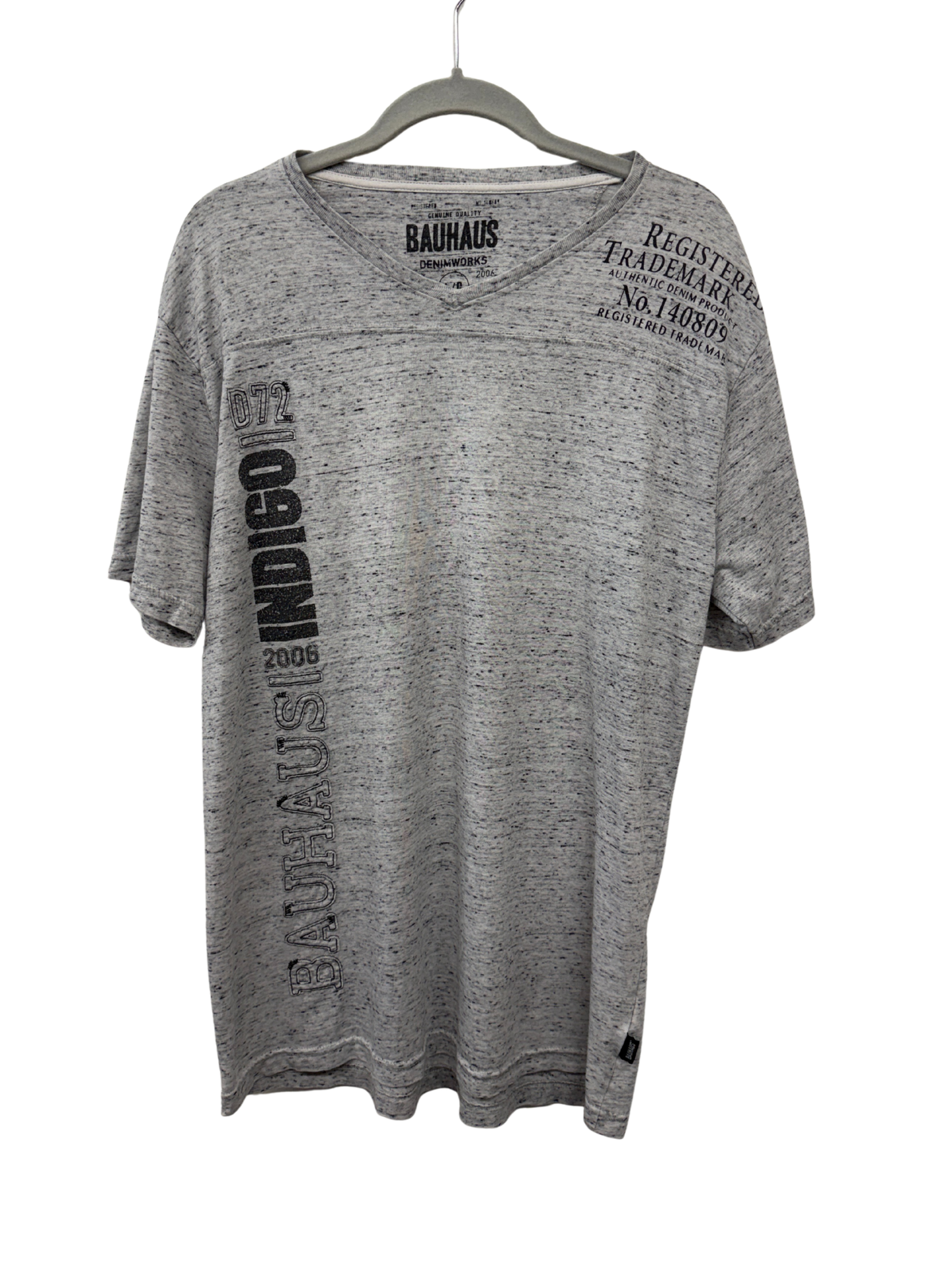 Grey/Black Melange Text Print T-Shirt