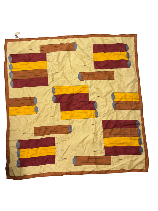 Vintage Cream & Brown Square Scarf