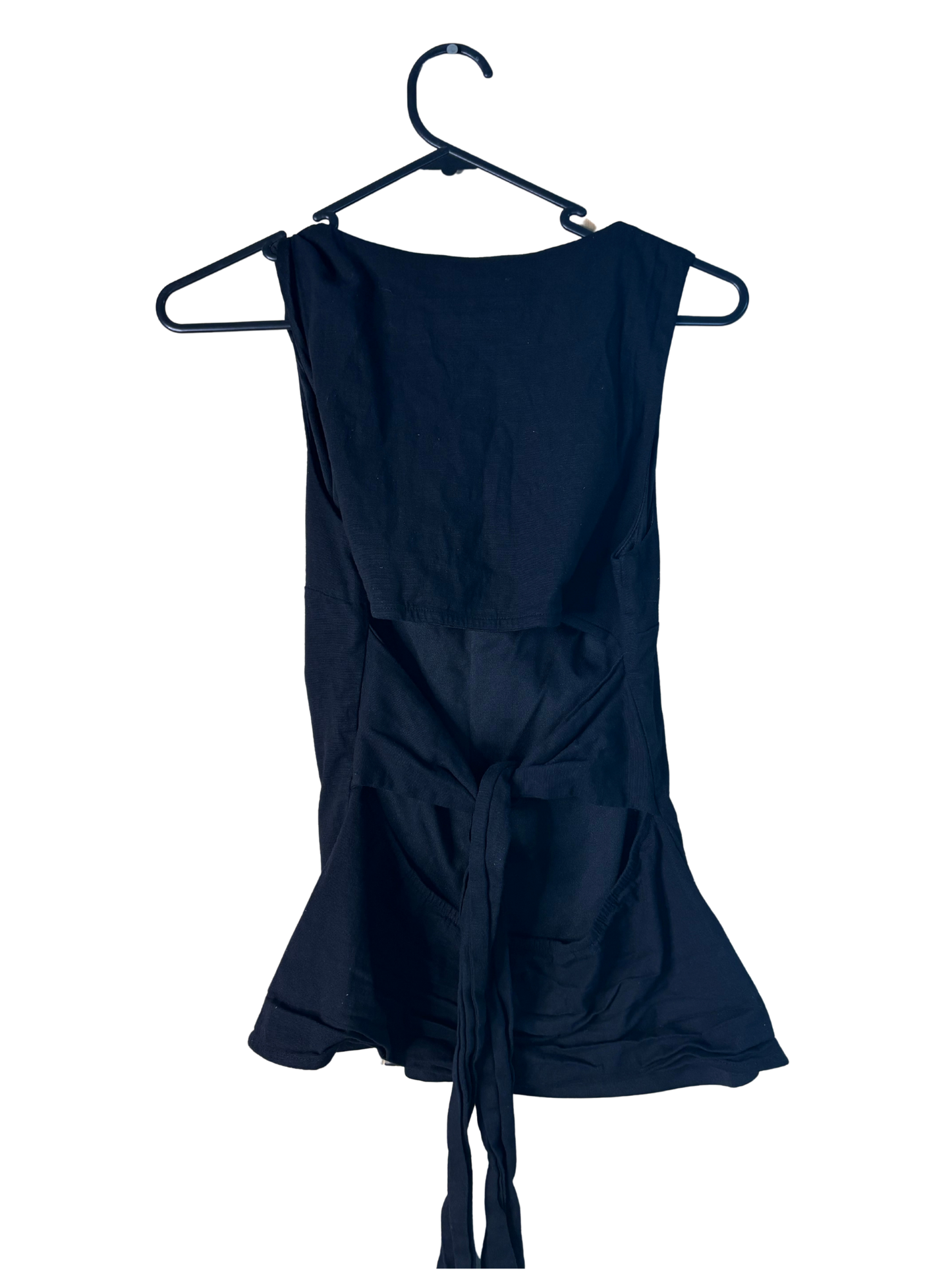 Black Sleeveless Tie Back Cutout Top