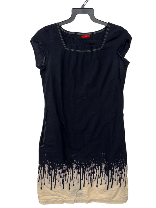 Black & Cream Sleevless Knee Length Dress