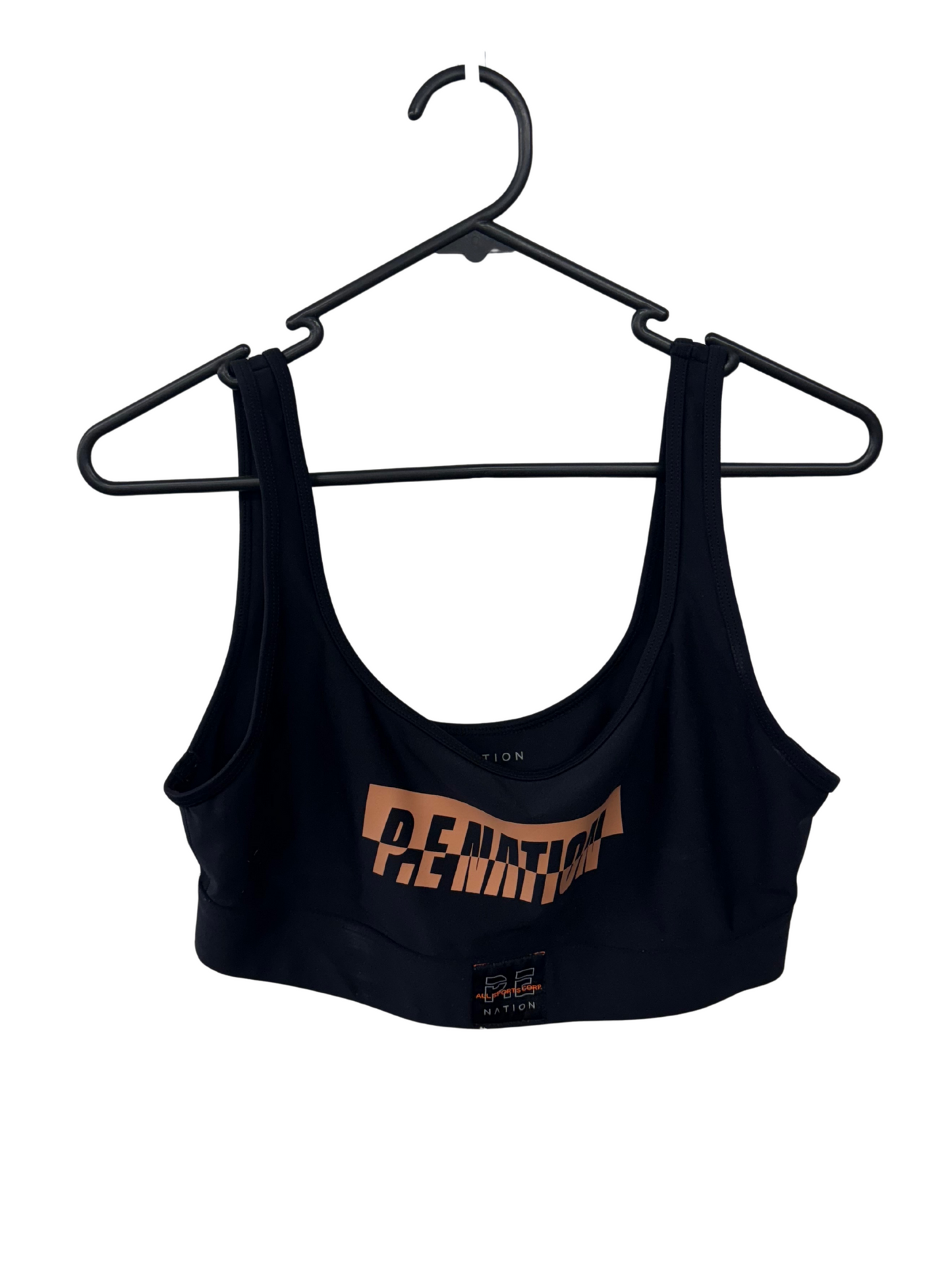 Black Sports Bra Top with Orange Logo