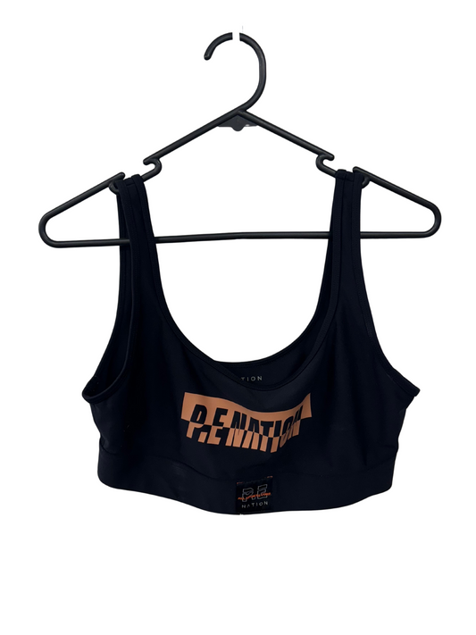 Black Sports Bra Top with Orange Logo
