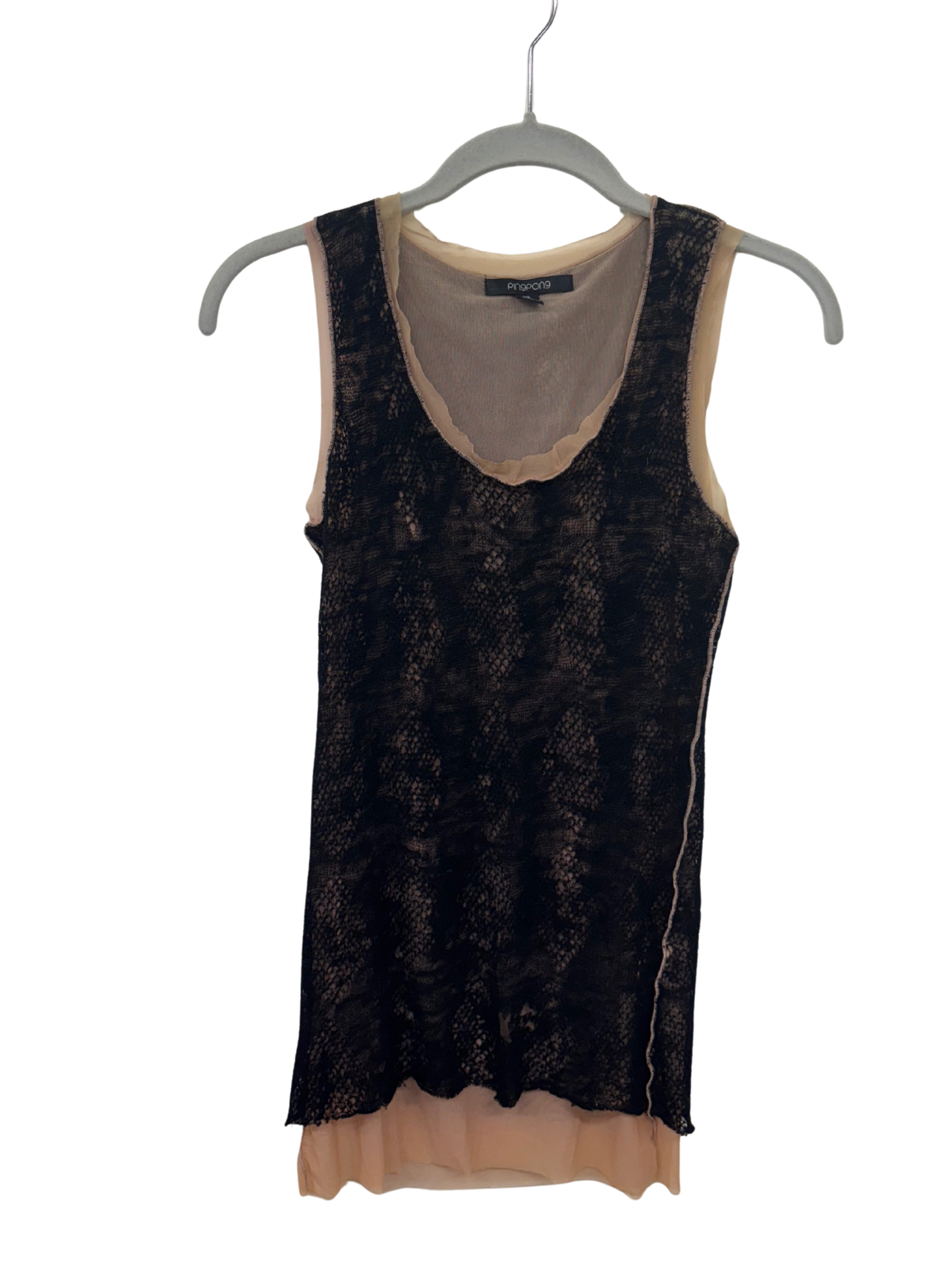 00s Black Sheer & Nude Sheer Sleeveless Top