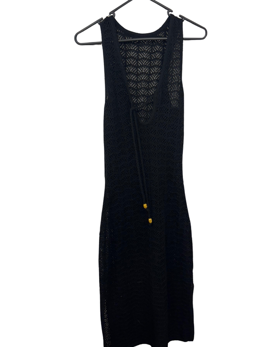 Black Sleeveless Knit Midi Dress