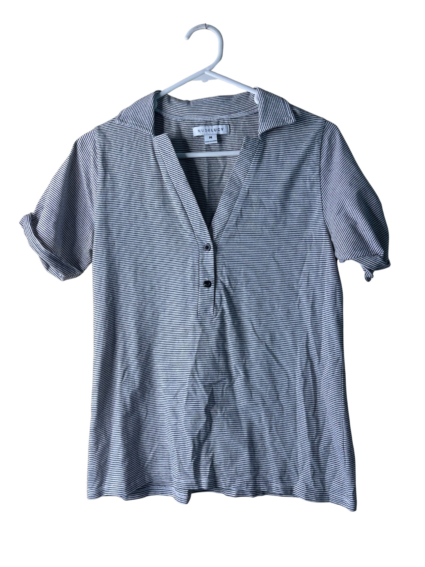 Black & White Striped Short Sleeve Polo Shirt