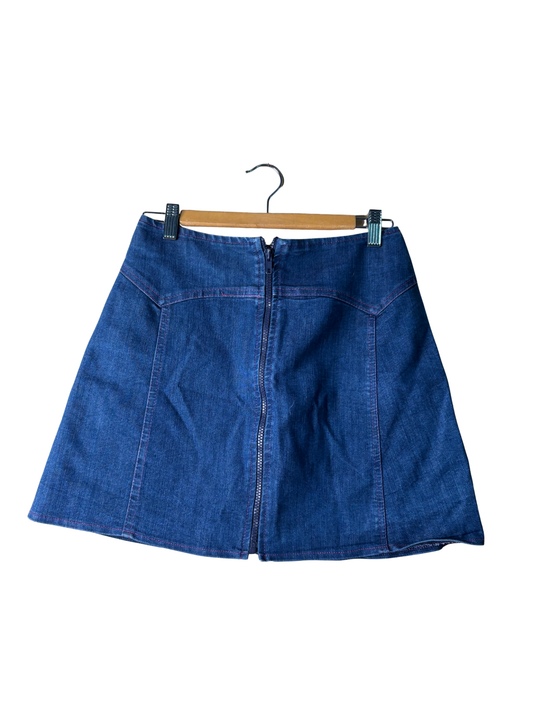 Blue Denim Zip Short Skirt