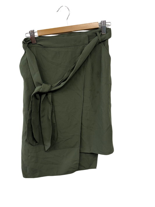 Dark Green Asymmetrical Wrap Skirt