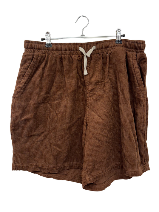 Brown Corduroy Mid Rise Shorts