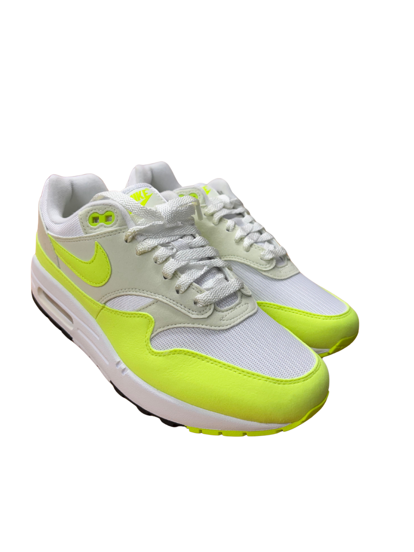 White & Fluoro Yellow 'Air Max' Sneakers
