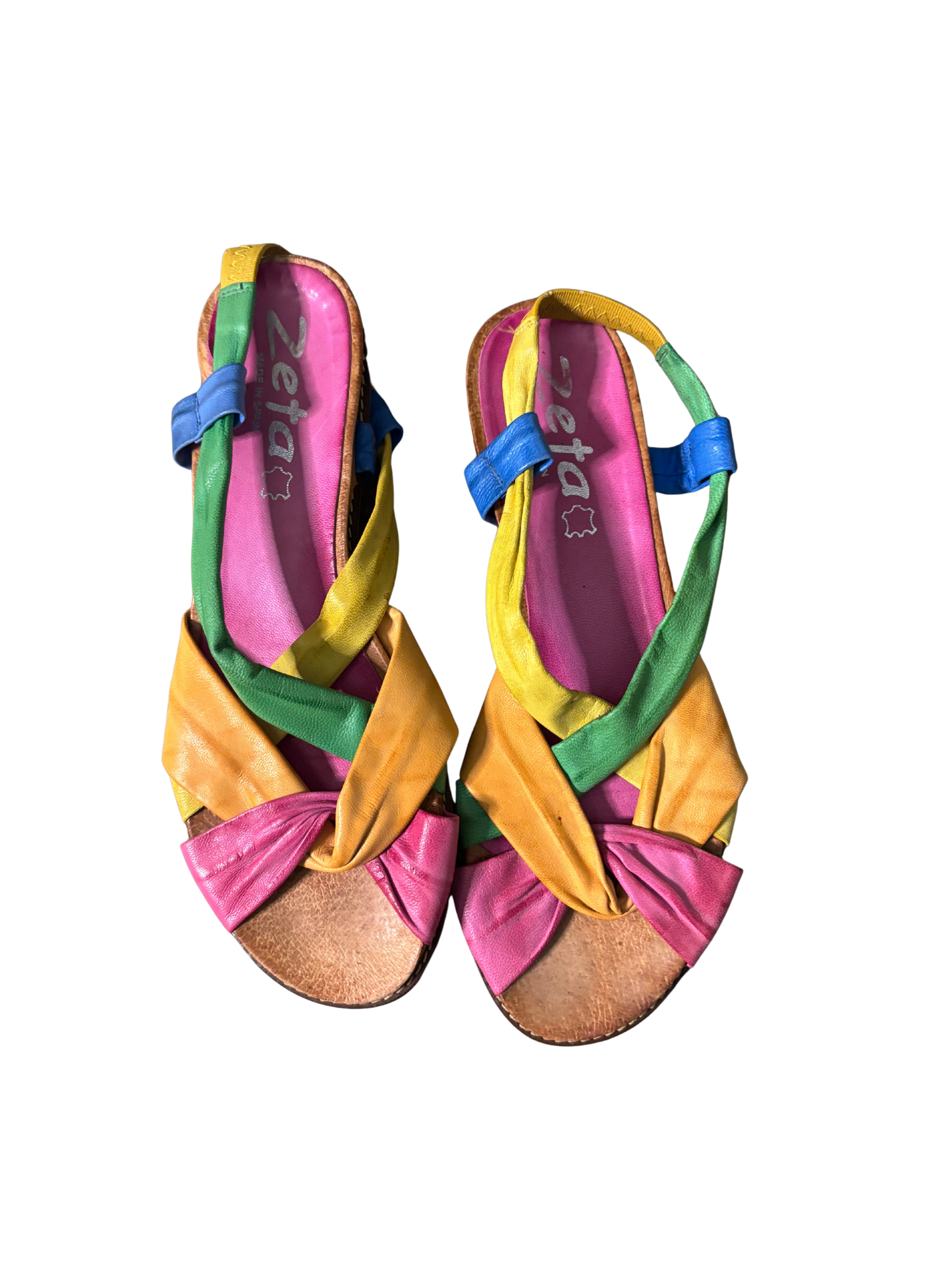 Pink & Multicolour Leather Sandals