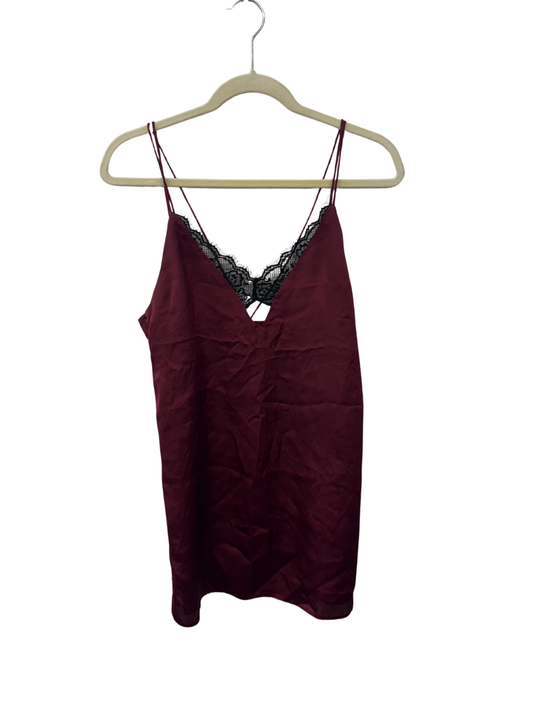 Maroon & Black Lace Strappy Slip Dress