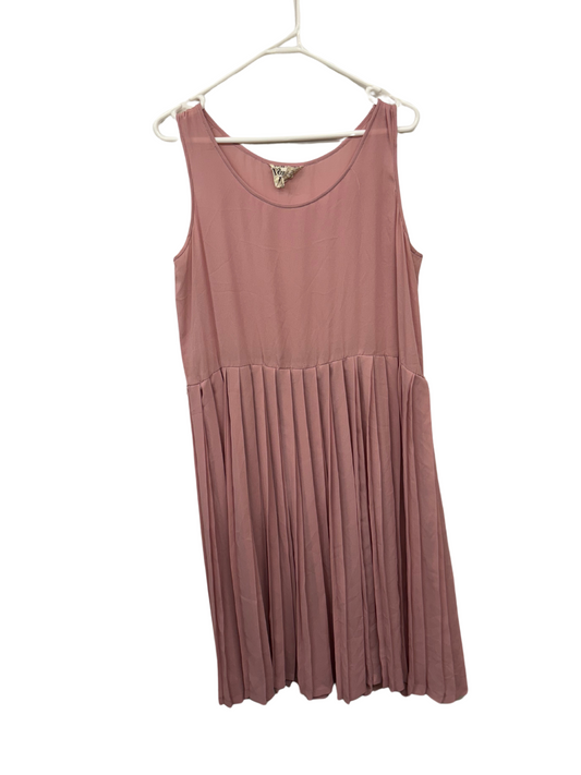 Vintage Light Pink Sheer Sleeveless Pleated Midi Dress