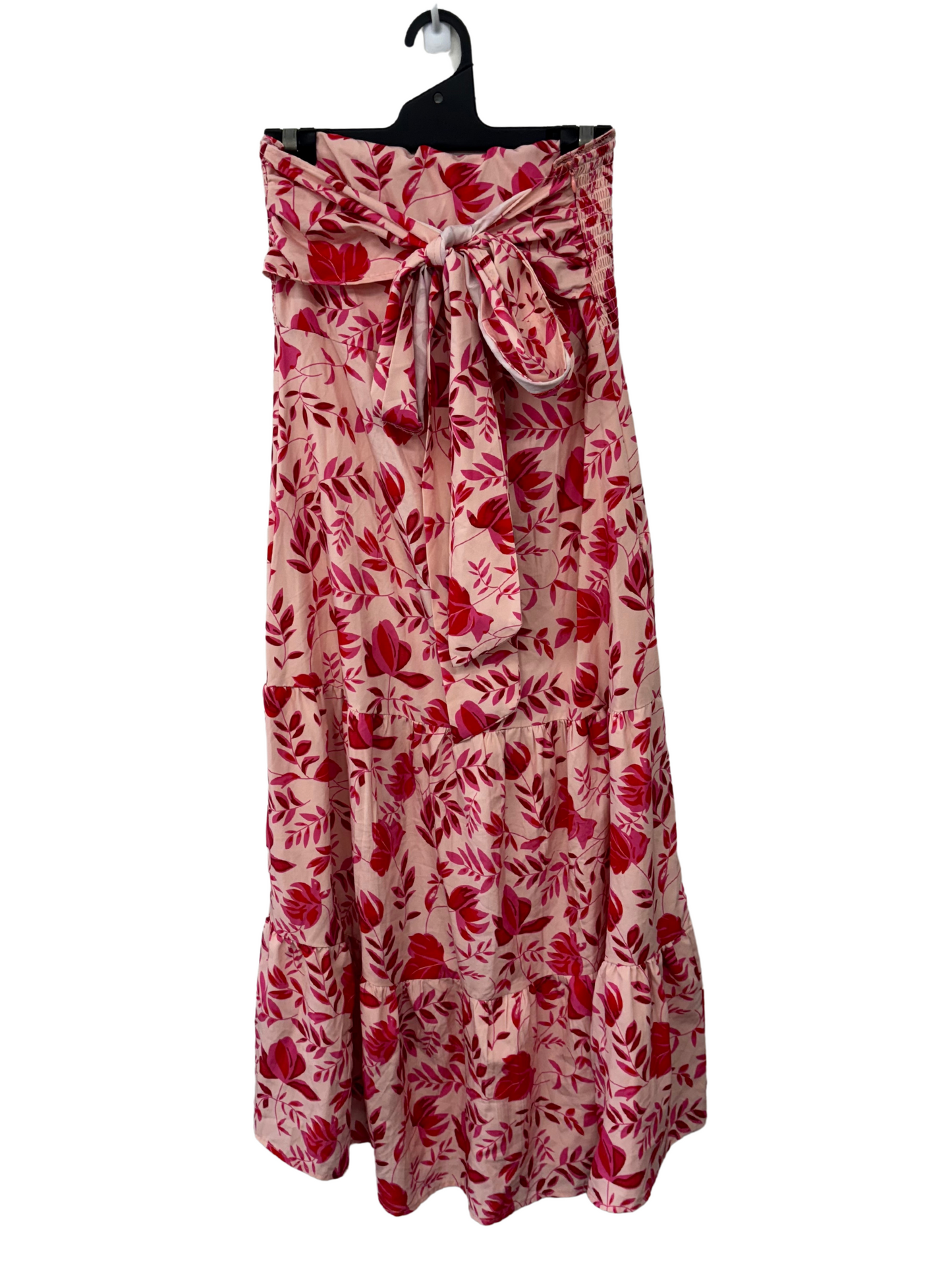 Light & Dark Pink Floral Pattern Dress with Bust Ties