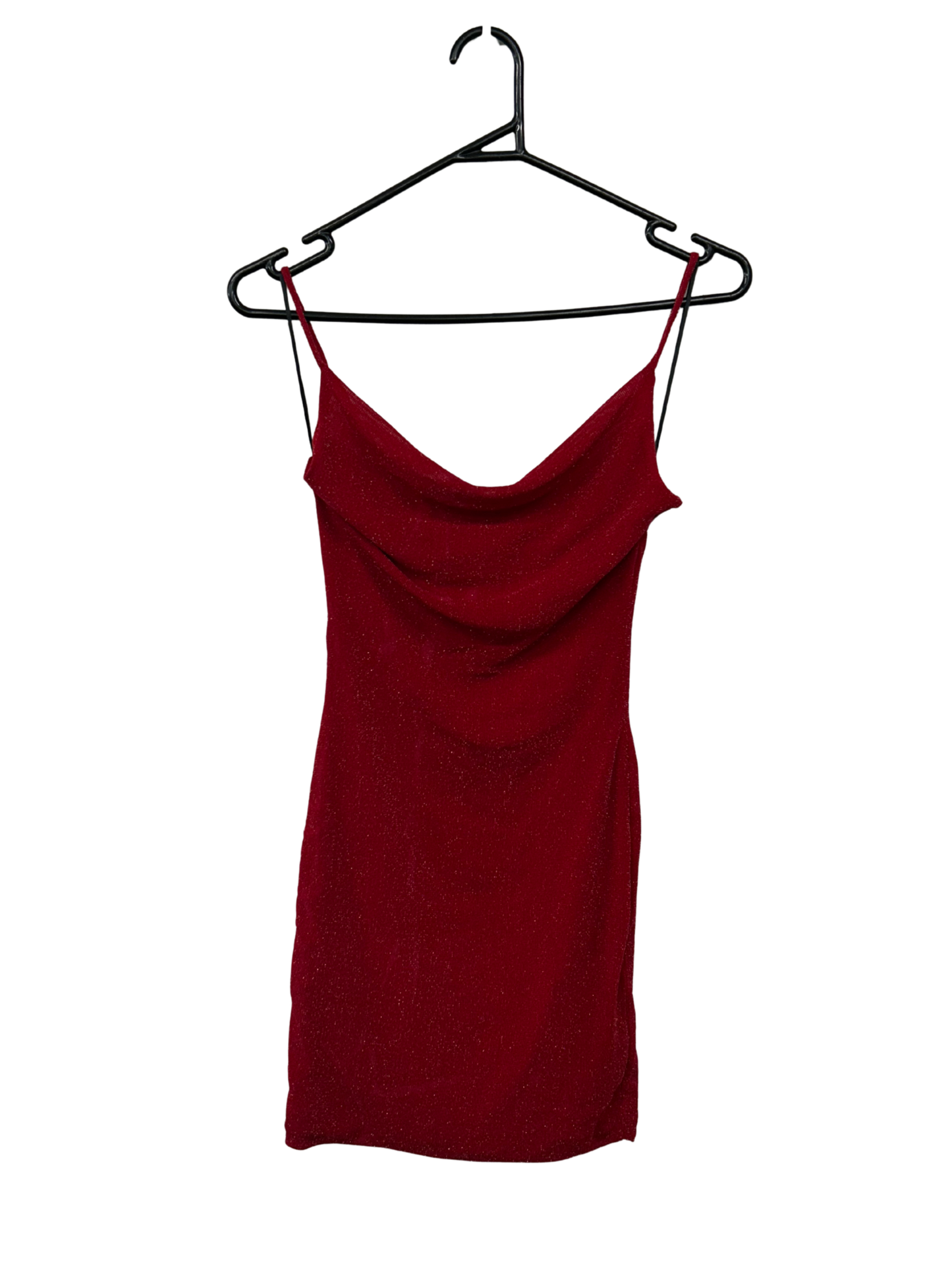 Red Sleeveless Cowl Neck Mini Dress