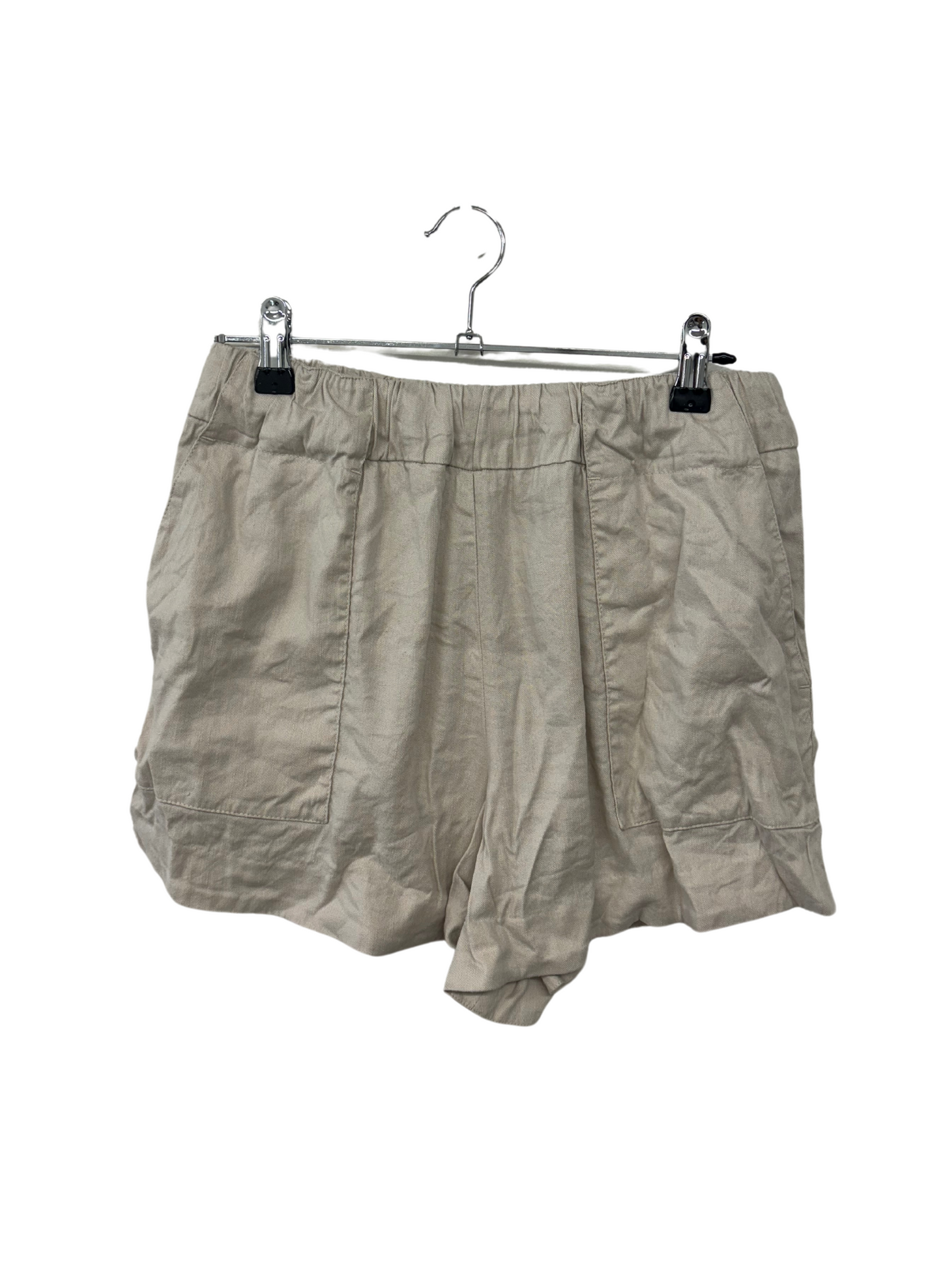 Cream Highwaisted Elastic Waist Shorts