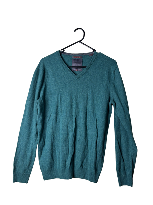Dark Green V Neck Long Sleeve Knit Jumper