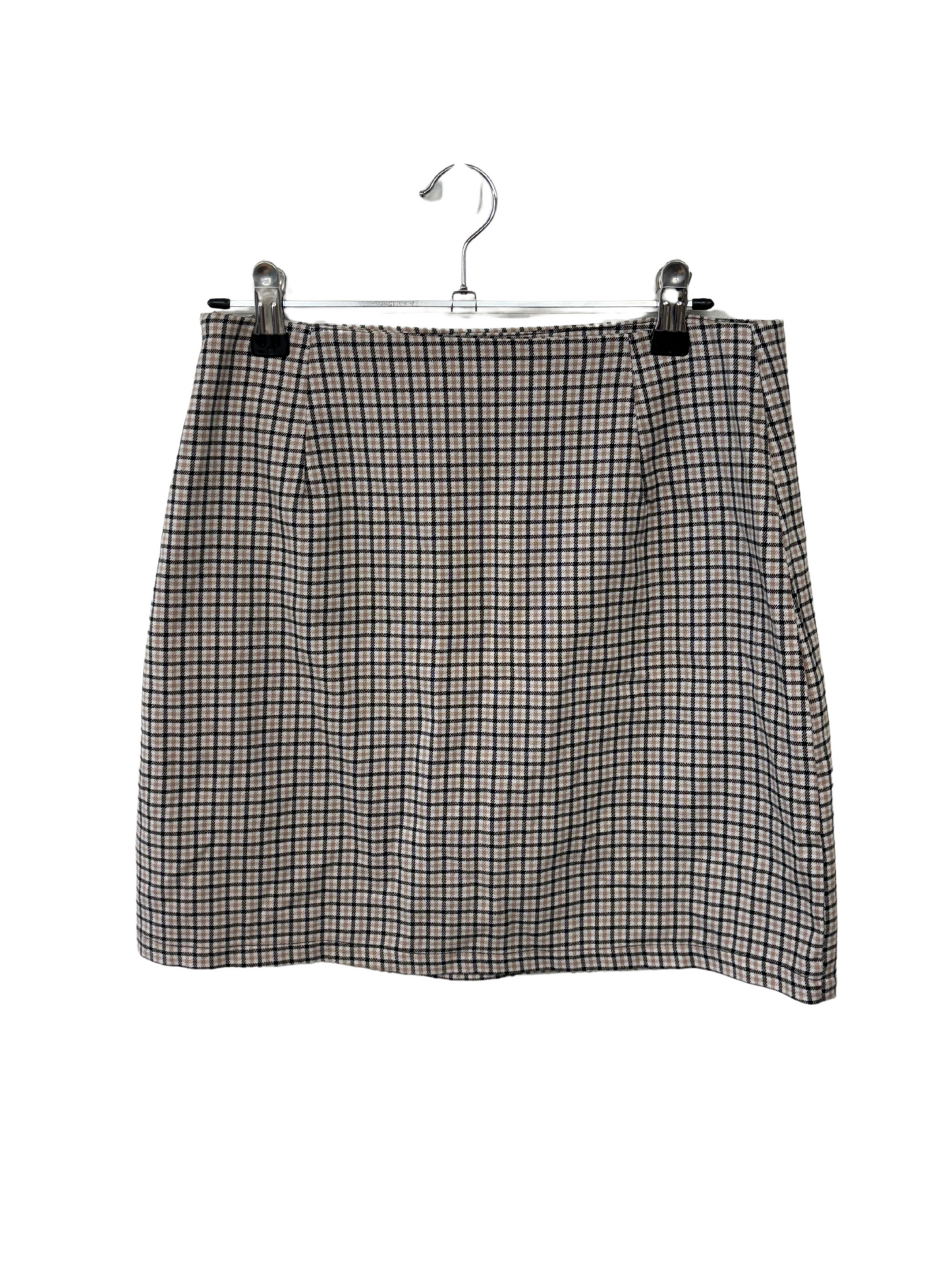 White, Brown & Black Check Mini Skirt