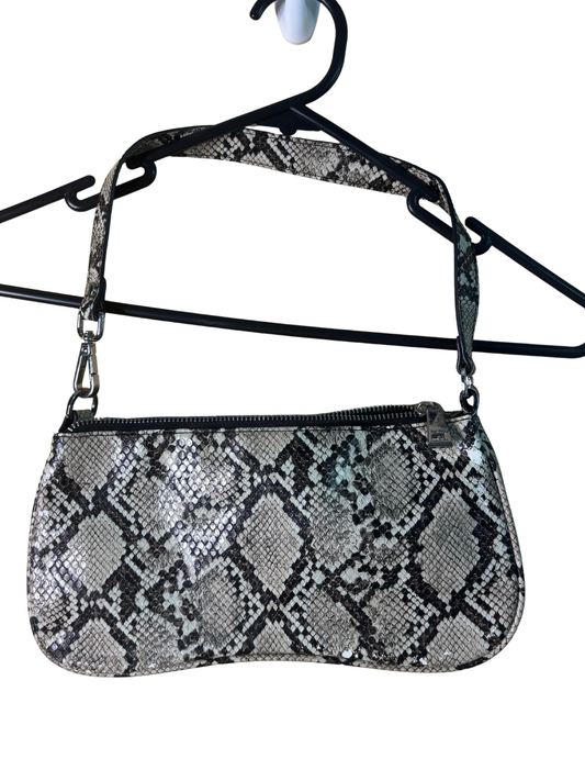 Beige & Brown Faux Snakeskin Bag