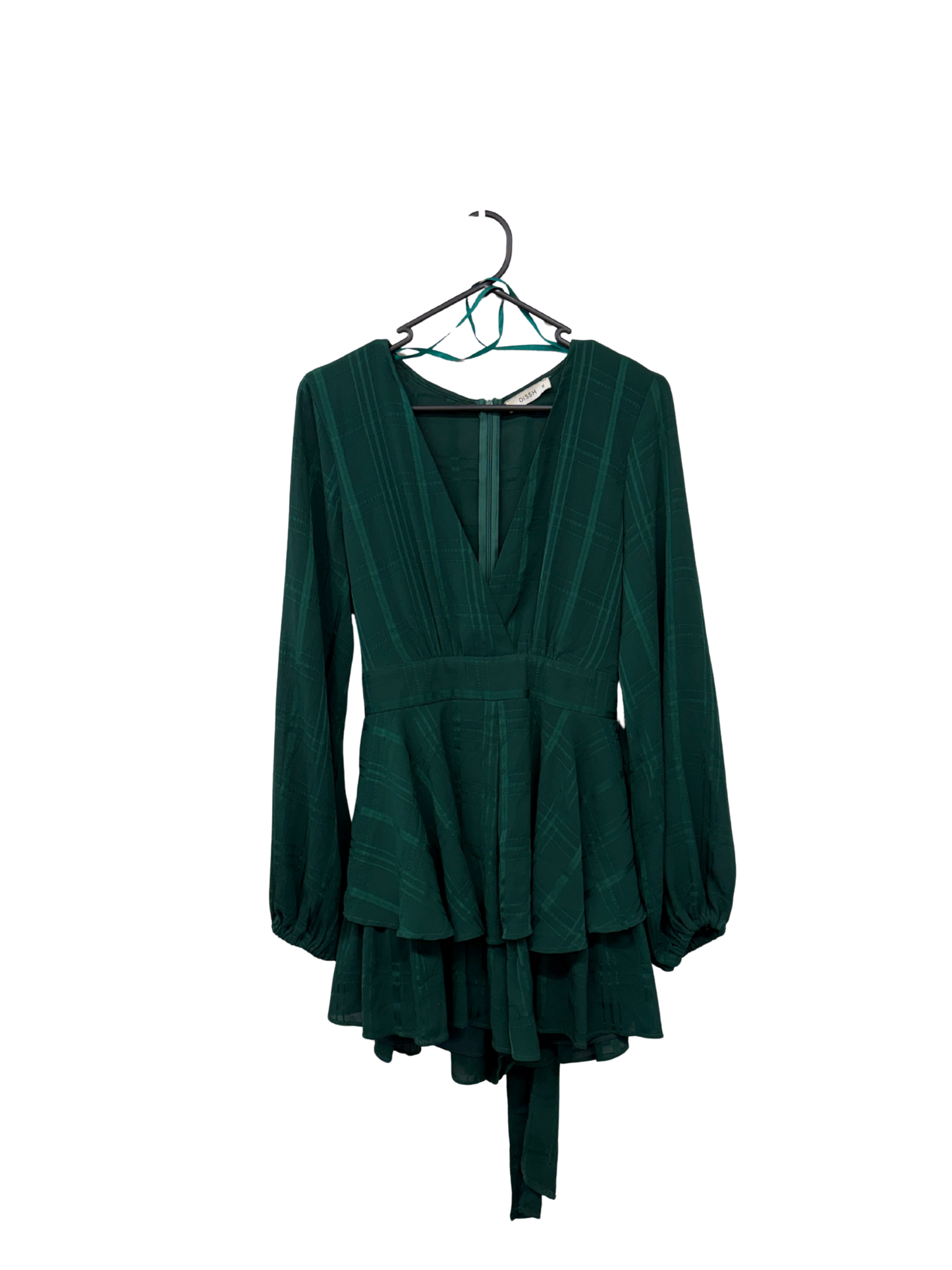 Green Semi-Sheer Long Sleeve Textured Mini Dress