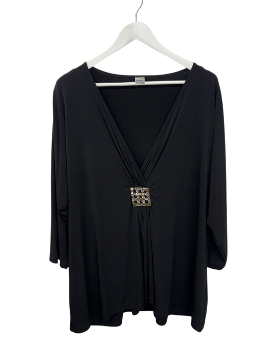 Black 3/4 Sleeve Top with Beads