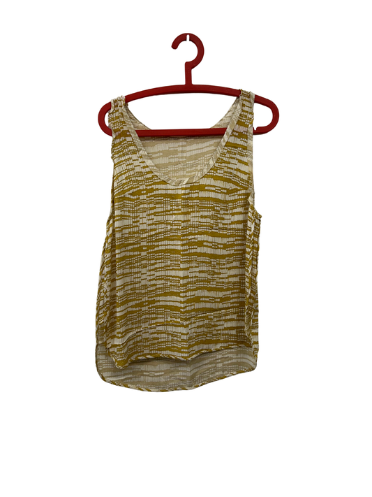 Yellow/White Semi-Sheer Abstract Patterned Tank Top